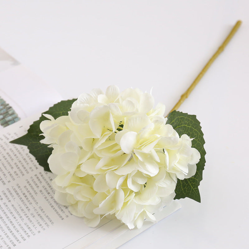 Lifelike Two-Leaf Hydrangea Silk Flower - Single Branch Large Decorative Bloom for Hotel Decor, Wedding Celebrations, and Photography Props - Beautifully Crafted Fake Flowers for Lasting Elegance