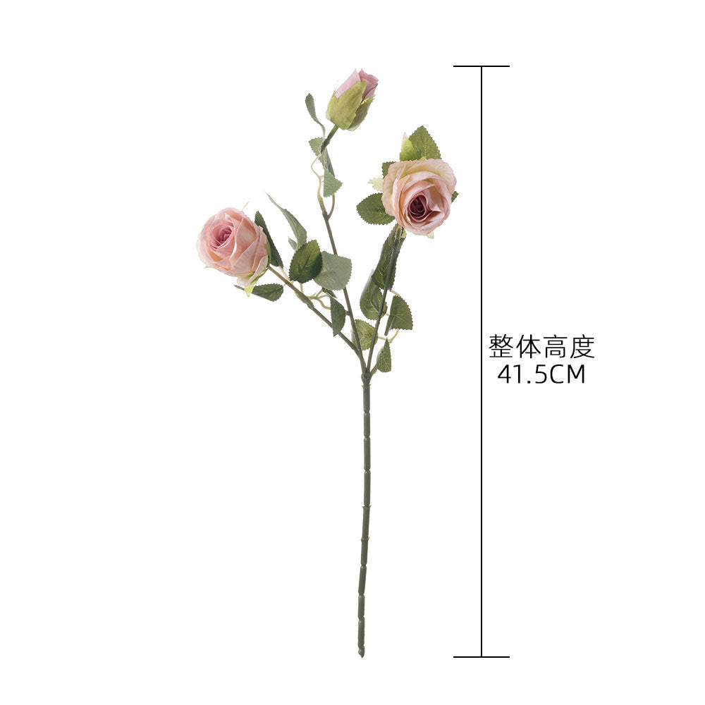 Realistic Three-Headed Miniature Rose Artificial Flower Arrangement for Home Décor and Wedding Celebrations - Perfect for Lasting Beauty (Model MW66009)