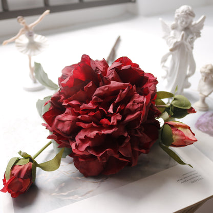 Artificial Peony Flower Arrangement - Luxurious Silk Floral Decoration for High-End Living Room Centerpiece, Wedding Decor, and Photography Prop