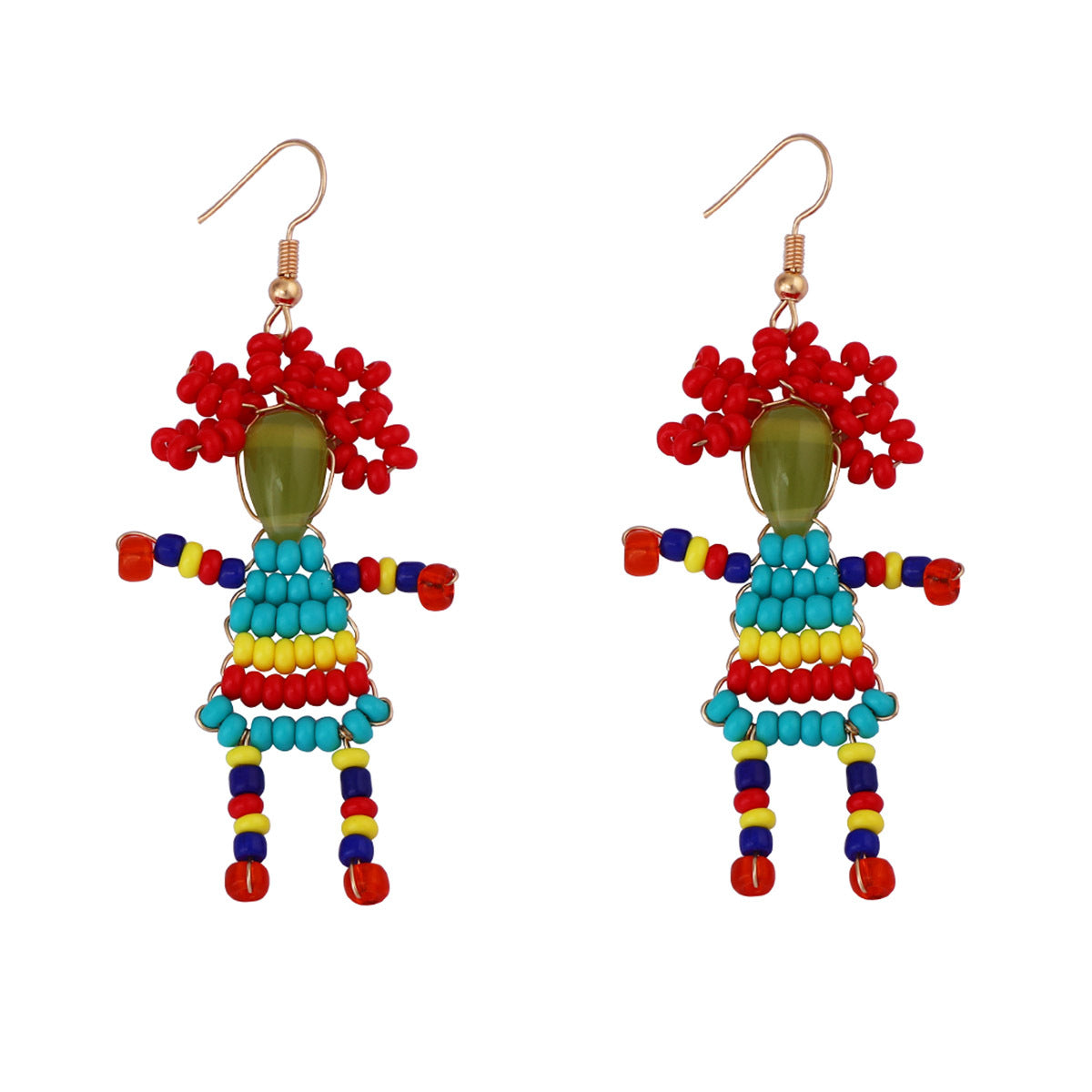 Unique Handmade DIY Woven Cartoon Character Earrings for Women - Creative & Playful Design, Perfect for Personal Expression
