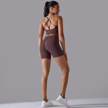 High Waisted Peach Butt Lifting Leggings and Sports Bra Set Ideal for Yoga Running and Gym Workouts