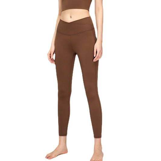 High Waisted Cross Front Yoga Pants Quick Dry Tummy Control and Lift Enhancing Fitness Leggings for Comfort and Style