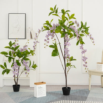 High-Quality Faux Wisteria and Jasmine Trees - Lifelike Large Potted Plants for Home Decor, Vibrant Indoor and Outdoor Floral Displays