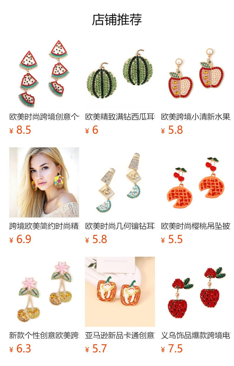 Stylish Minimalist Fruit-Inspired Alloy and Rhinestone Watermelon Slice Drop Earrings - Elegant, Versatile, and Perfect for Any Occasion