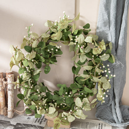 Elegant Floral Wreath with Lush Greenery - Realistic Artificial Rose Bouquet for Home Decor, Weddings, and Special Occasions - Perfectly Crafted Faux Flower Wall Arrangement (Model: MW61888)