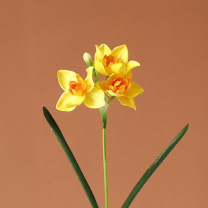 Luxurious Silk Daffodil Faux Flowers - Elegant Nordic Home Décor for Window Display and Soft Furnishings