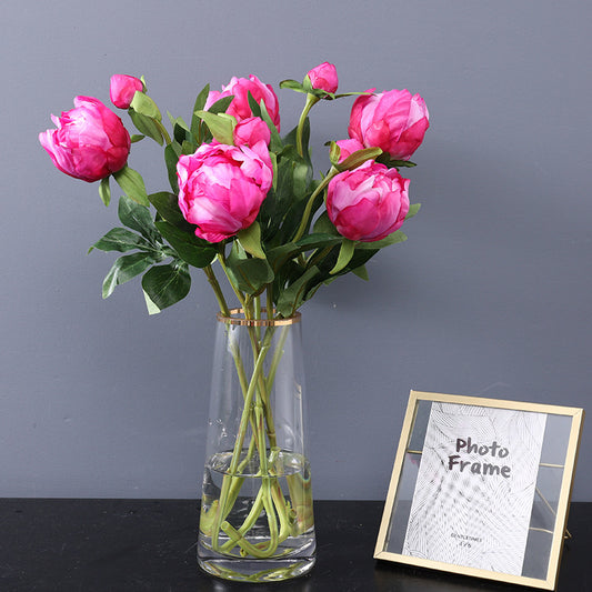 Realistic Dual-Head Peony and  Herbaceous Peony Artificial Flowers - Vintage Style Photography Props for Stunning Floral Arrangements