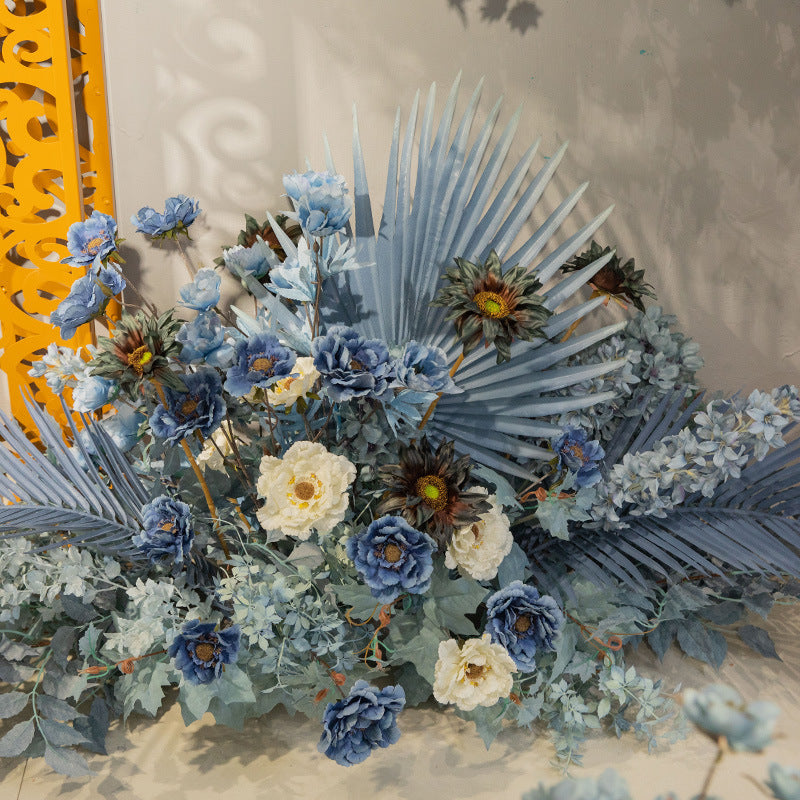 Enchanting Dreamy Blue Wedding Faux Floral Decorations for Soft Furnishings - Stunning Ceiling Archway Arrangements for a Memorable Ceremony