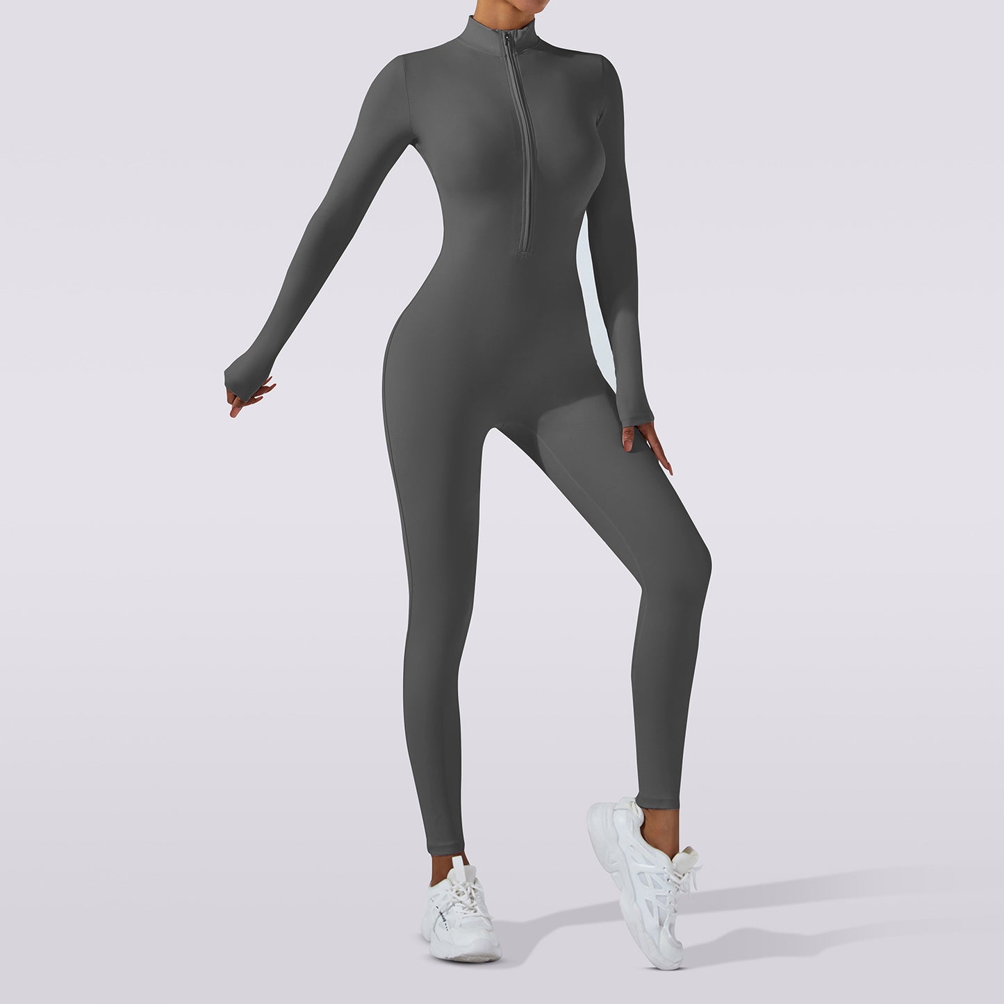 High Performance Long Sleeve Zip Up Yoga Jumpsuit with Supportive Fit for Intense Workouts and Athleisure