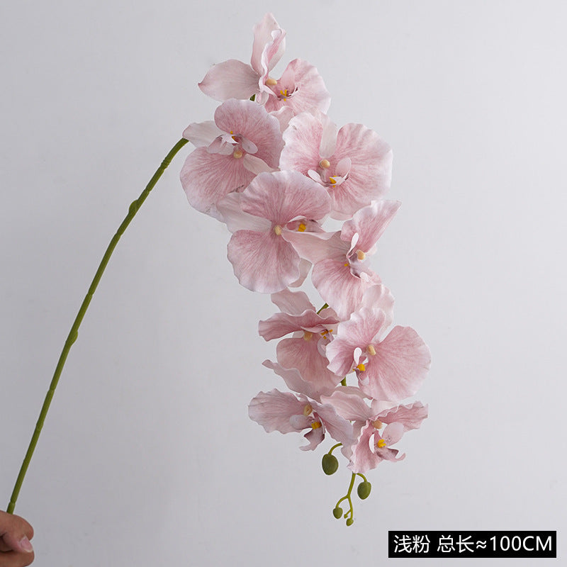 Realistic Single Stem 9-Head European Style Orchid - Perfect for Wedding Decorations & Home Décor, Lifelike Artificial Silk Flowers in Elegant Design