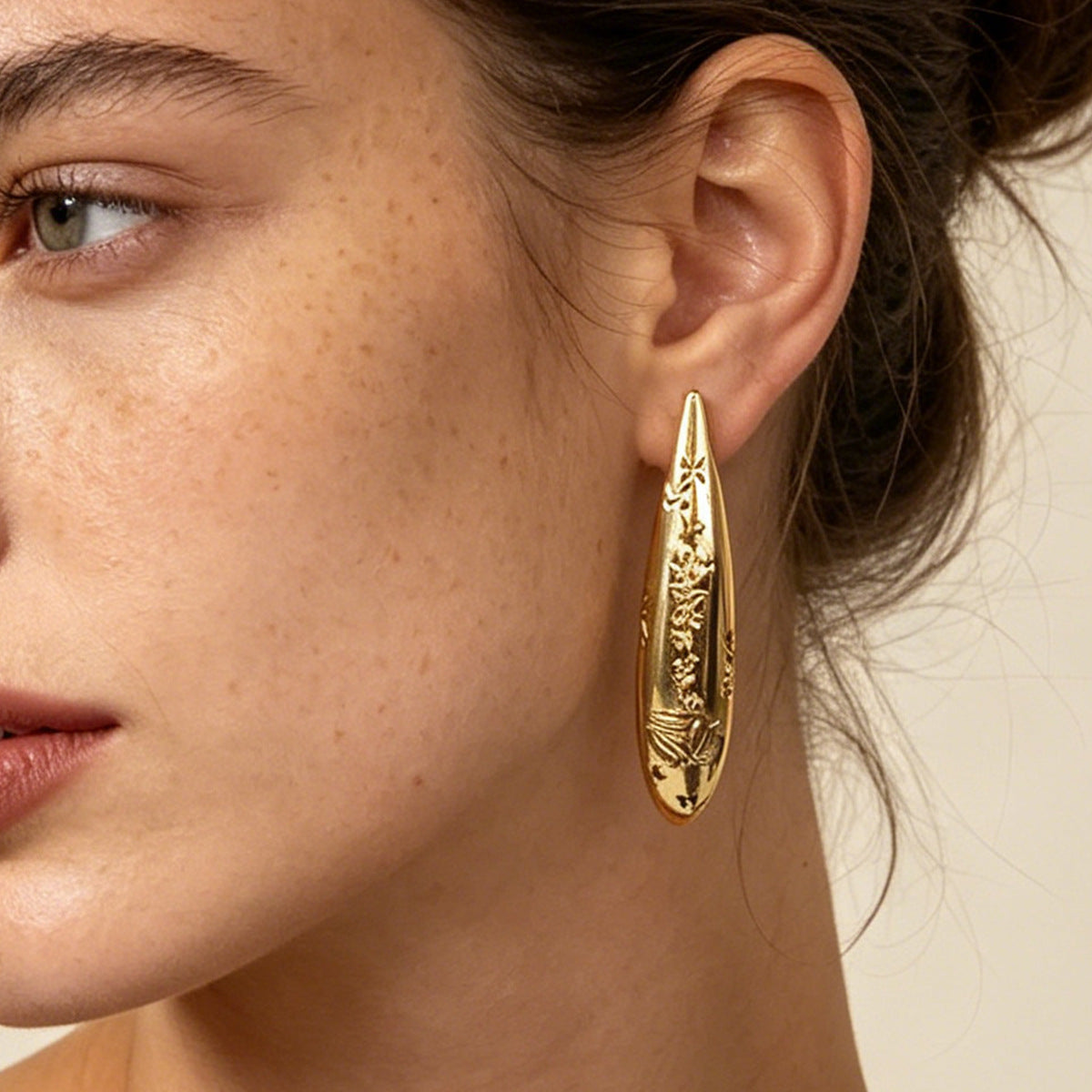 Chic Luxe -Shaped Engraved Earrings for a Sophisticated Look | Unique Minimalist Design for Effortless Style