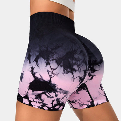 Spring Tie Dye High Waist Seamless Yoga Shorts for Women Sculpting Comfortable and Workout Fitness Shorts