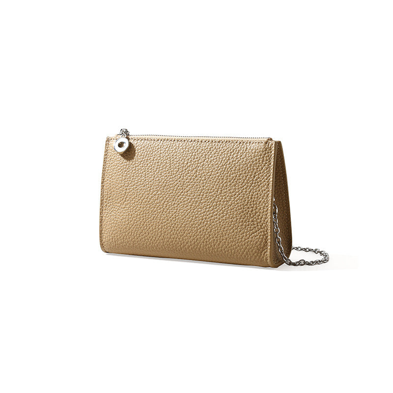 Genuine Leather Women's Shoulder Bag Grain Cowhide Commuter Tote with Minimalist Design and Chic Aesthetic