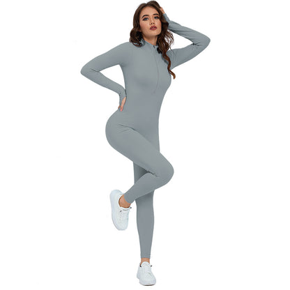 Seamless Long Sleeve Yoga Jumpsuit High Waist Butt Lifting for Running Fitness and Leisure Activities