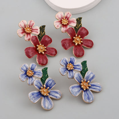 Trendy Floral Drip Oil Earrings – Versatile Elegance for Every Occasion | Unique Personality Accessories