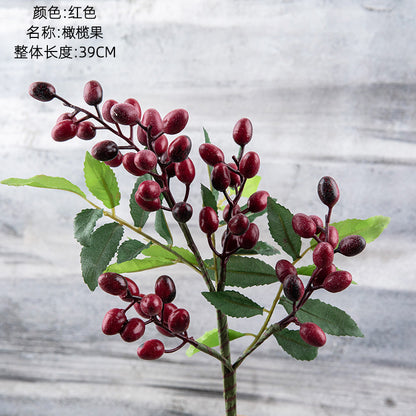 Realistic Olive Berry Branch Christmas Decorative Flowers for Home - Beautiful Faux Plants for Wall Decor | MW30333