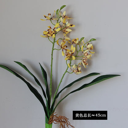 Realistic New 2-Prong Leaf Spider Orchid - Stunning Artificial Phalaenopsis & Epi-Dendrobium Flowers for Hotel & Home Decoration