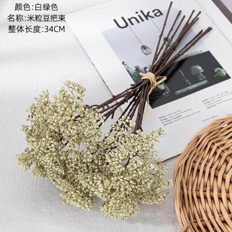 Stylish Rice Grain Bean Bouquet in INS Style - Faux Flower Home Decor for Weddings and Celebrations (Model DY1-6234) - Perfect for Year-Round Beauty