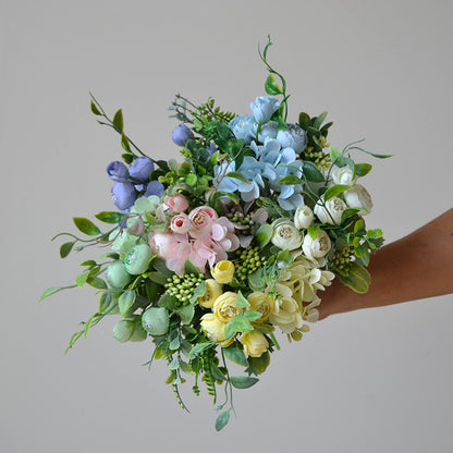 Elegant Faux Floral Table Centerpiece Arrangement with Elsa Hydrangea and Camellia - Perfect for Weddings, Event Decor, and Photography