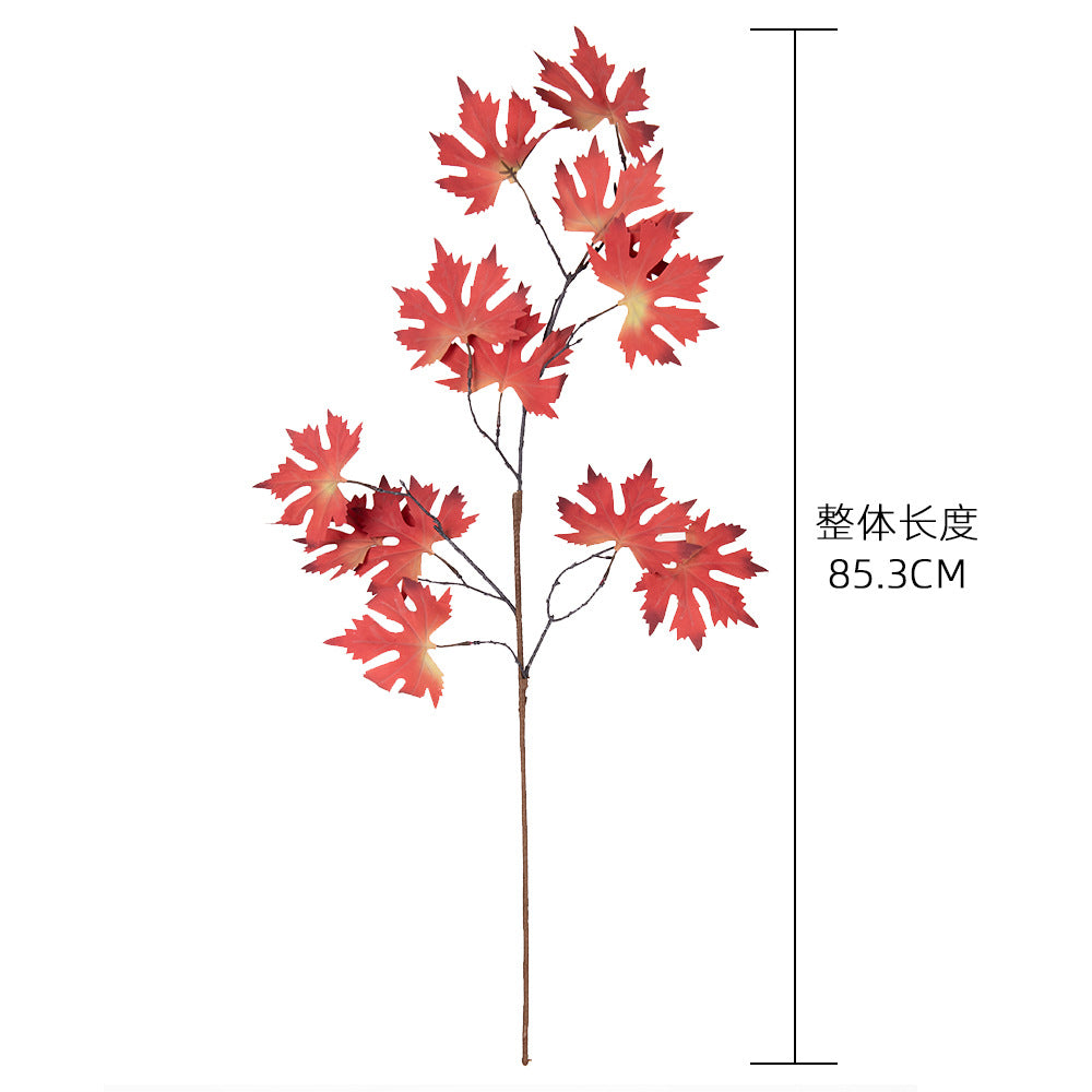 Artificial Red Maple Leaf Flowers for Wedding Decor - Lifelike Faux Green Plants for Stunning Event Decorations | INSDY1-4184A