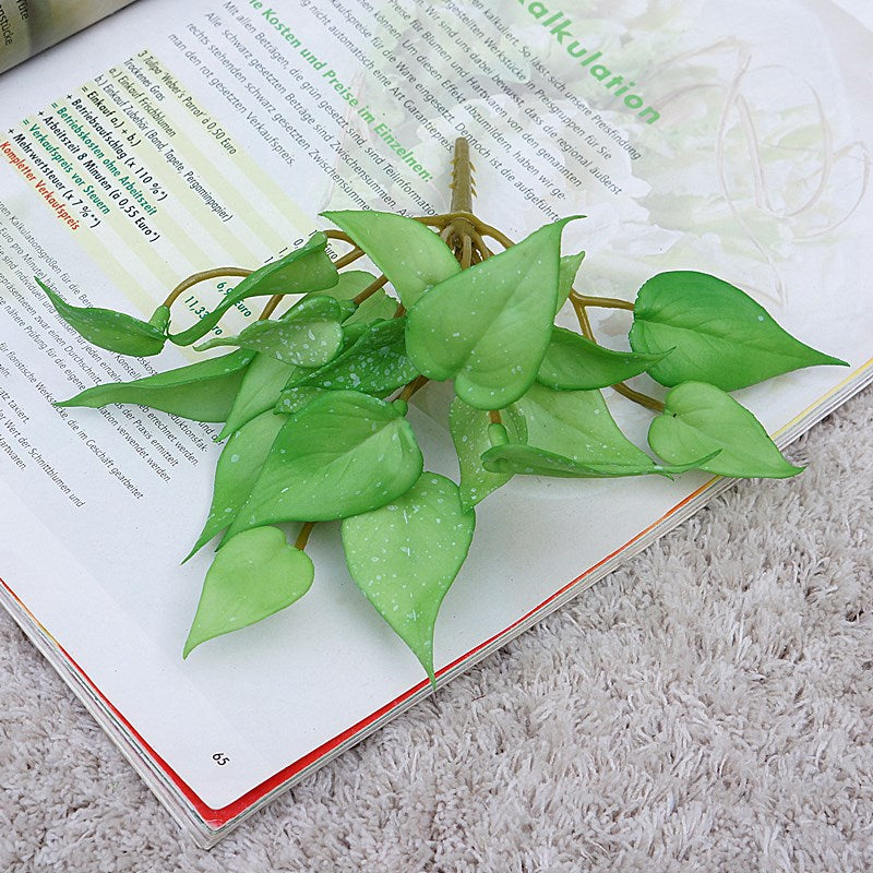 Mini Soft Silicone Money Plant - Realistic Red Anthurium Leaves - Artificial Greenery for Home Décor and Landscape Decoration