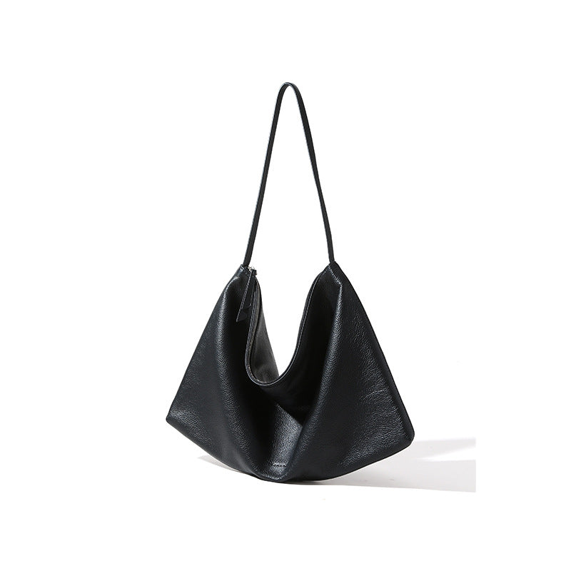 Genuine Leather Women's Underarm Bag Fashionable Large Capacity Tote for Urban Minimalist Elegance