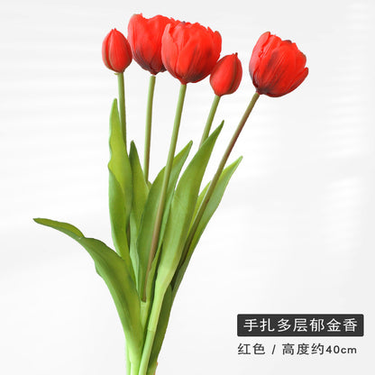 Lifelike Multilayer Petal Tulip Artificial Flower for Home Décor – Perfect for Photography Props, Soft Rubber Tulip Arrangement - Ideal Gift for Any Occasion