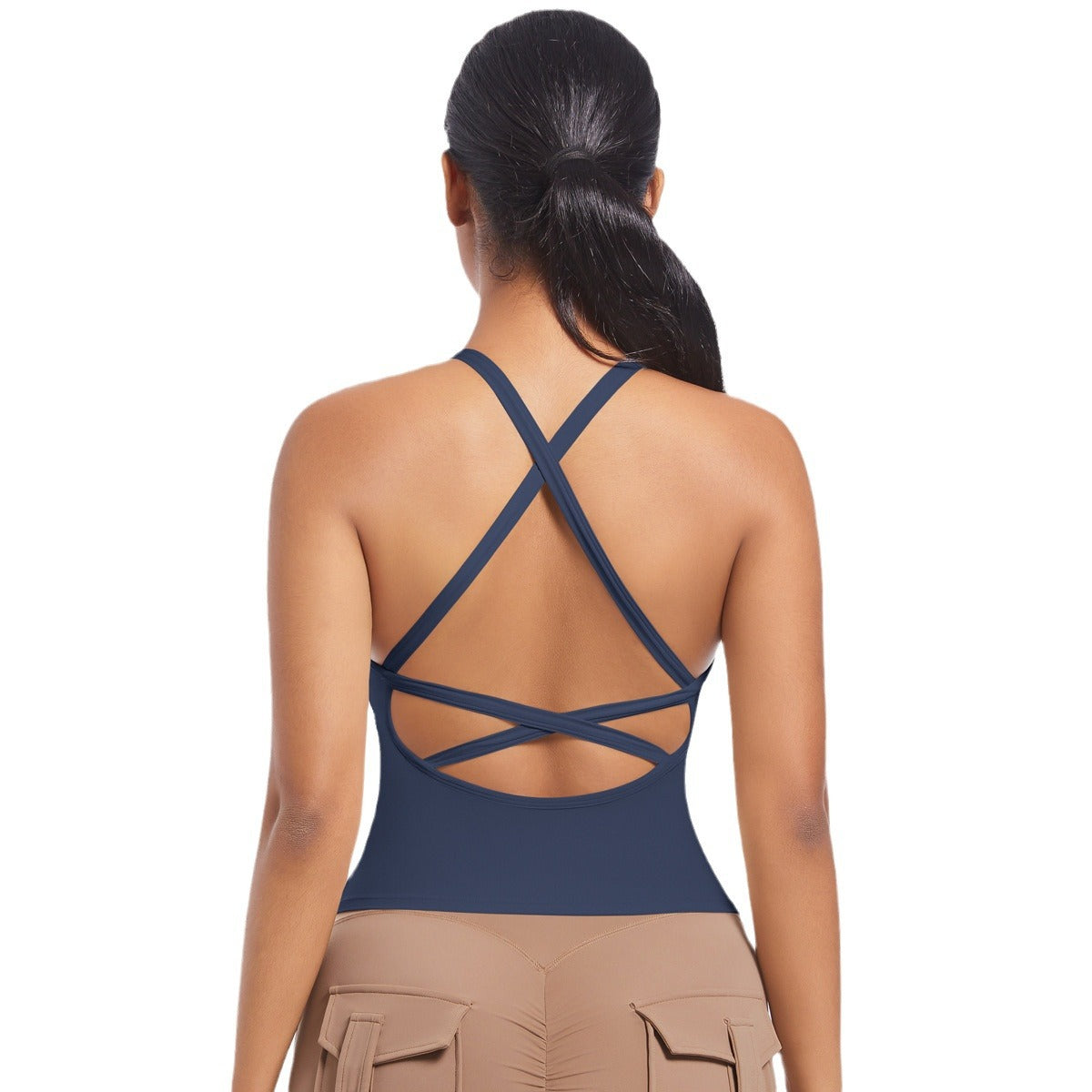 Seamless Sports Bra with Crossed Shoulder Straps Ultra Comfortable Yoga and Running Top for Optimal Support and Style