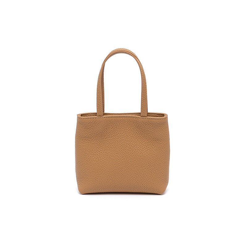 Genuine Leather Handbag with Metal Chain Chic Crossbody Bag for Women Fresh Spring Summer Style Small Square Purse