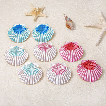 Chic Casual Holiday-Inspired Alloy Color-Block Shell Statement Earrings - Unique Minimalist Design for Trendy Women