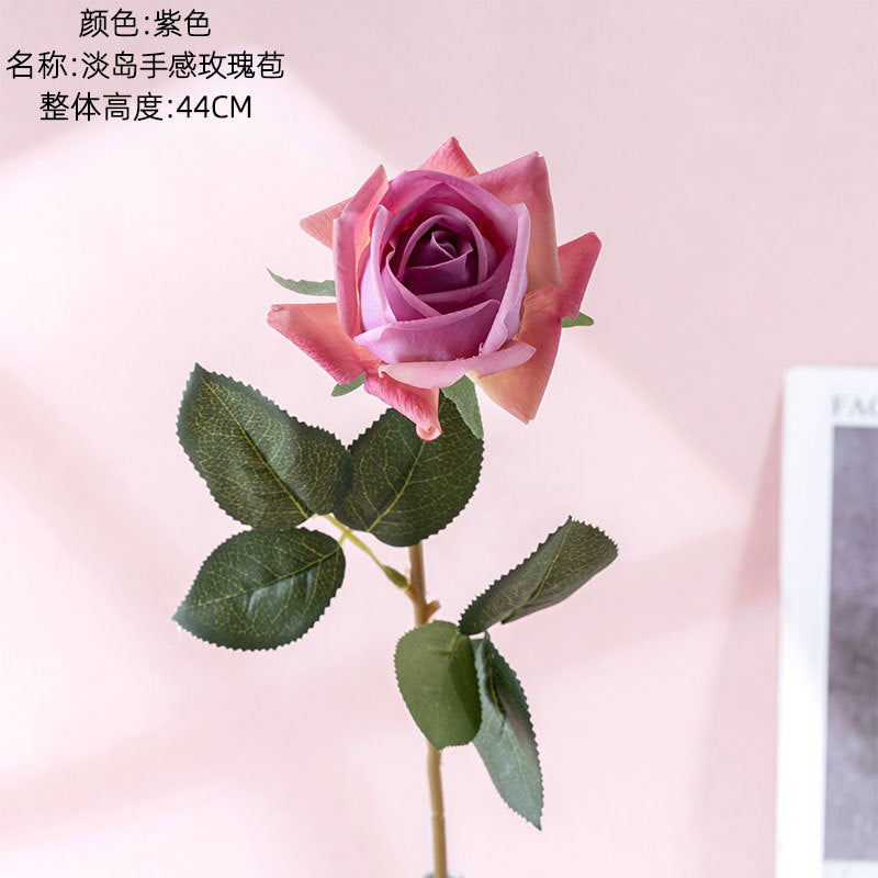 Realistic Touch Rose Bud Arrangement - Hand-Held Faux Flowers for Home Décor - Lifelike Wet Texture - Perfect for Weddings, Events, and Everyday Decorating - Model MW60005