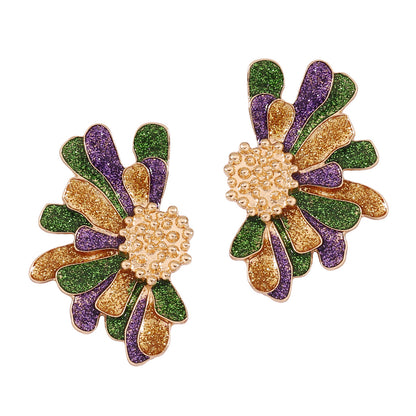 Festive Floral Alloy Earrings for Women – Vibrant Colorful Elements Perfect for Celebrations and Everyday Fashion