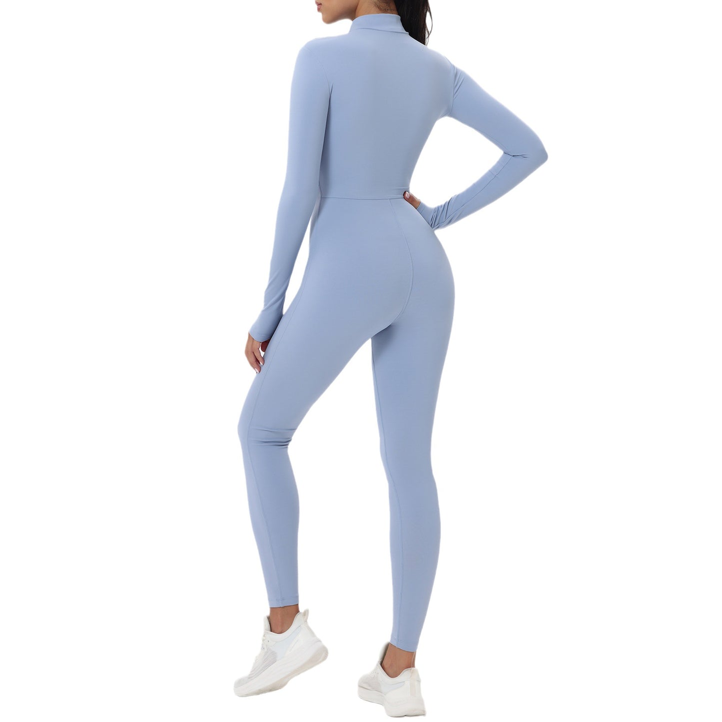 High Performance Zip Up Long Sleeve Yoga Jumpsuit for Intense Fitness and Workout Sessions Comfortable and Stretchable Bodysuit