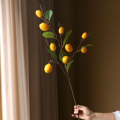 Realistic Pomegranate Fruit Branch Home Decor - Stunning Faux Plants with Lemon & Persimmon Accents for Vibrant Interior Displays