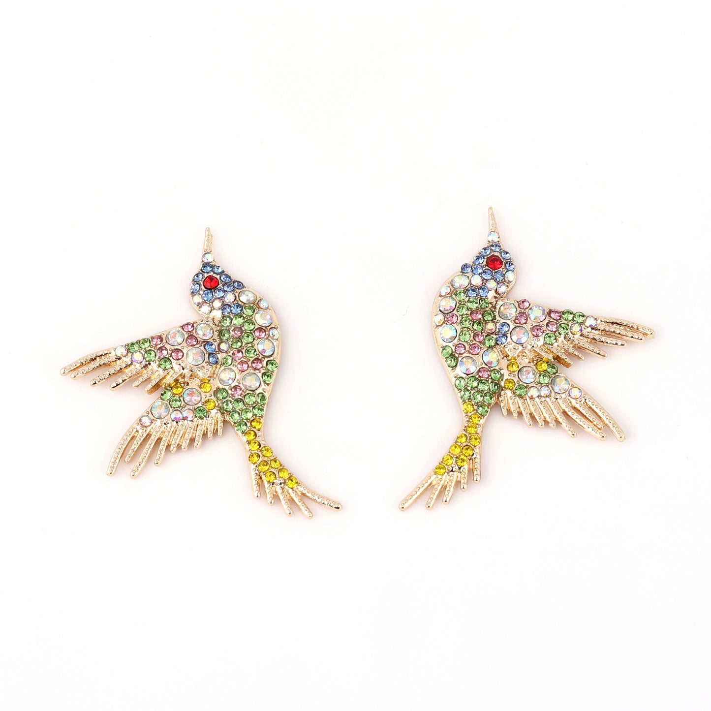 Hot-Selling Creative Design Exaggerated Cute Bird Hakin Color-Diamond Earrings – Eye-Catching Jewelry for Every Occasion!