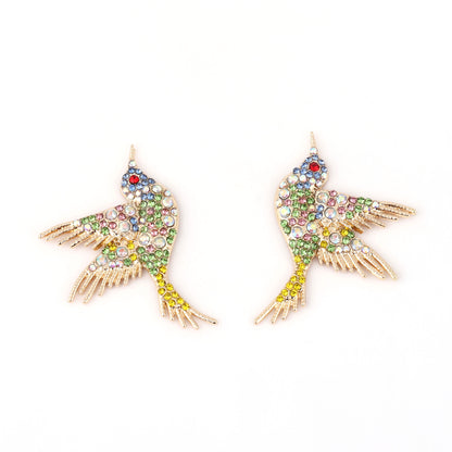 Hot-Selling Creative Design Exaggerated Cute Bird Hakin Color-Diamond Earrings – Eye-Catching Jewelry for Every Occasion!