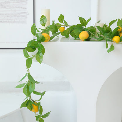 Realistic Faux Lemon Vine Decorative Greenery for Garden and Wall Décor – Lifelike Lemon Garland and Hanging Plant Accessories