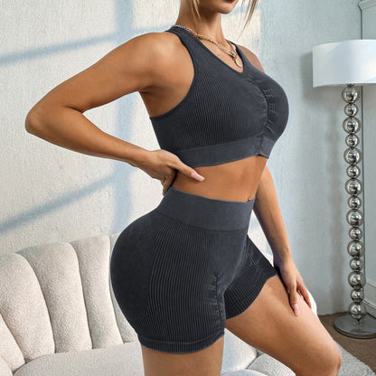 Seamless High Waisted Yoga Set for Women Quick Dry Breathable and Moisture Wicking Workout Ensemble with Non Slip Sports Bra and Soft Flattering Shorts for Maximum Comfort and Support