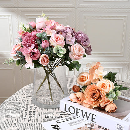 Stunning Peony Rose and Hydrangea Faux Flower Arrangement - Perfect for Weddings, Home Décor, and Table Centerpieces - Ideal for Photos and Celebrations