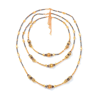 Stylish Multi-Layer Geometric Bead Necklace for Women - Chic Luxury Vintage Design with Unique Personality