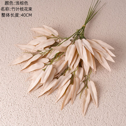 Realistic Bamboo Leaf and Branch Flower Bouquet - Faux Greenery for Weddings, Home Decor, and Boho-Inspired Events - Trendy INS Style Art Piece YC1095