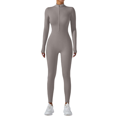 High Performance Zipper Long Sleeve Yoga Jumpsuit for Women for Intense Workouts Running and Fitness Activities