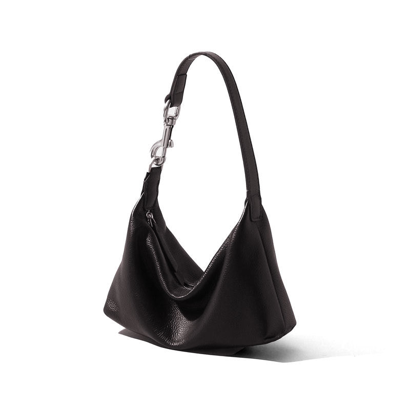 Chic Genuine Leather Shoulder Bag Minimalist Unique Underarm Hobo Bag with Design and Cozy Handheld Style
