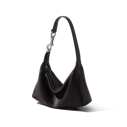 Chic Genuine Leather Shoulder Bag Minimalist Unique Underarm Hobo Bag with Design and Cozy Handheld Style