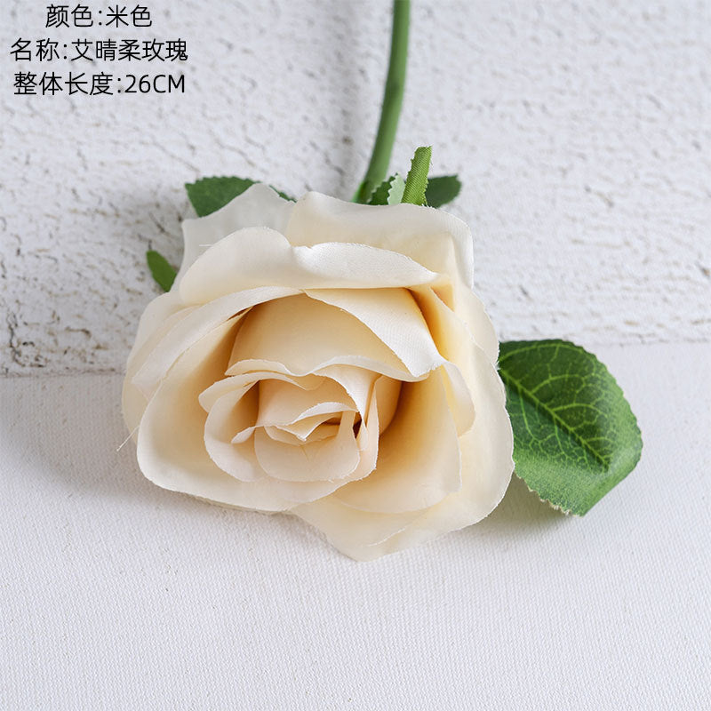 Elegant AI Qinger Single Stem Artificial Rose - Perfect for Home Decor, Weddings, and Gifts - Lifelike Greenery Ornament PJ1001