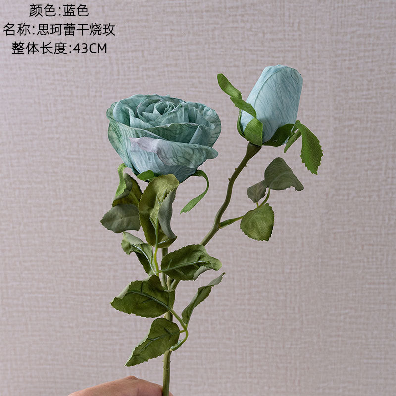 Realistic Single Stem Green Rose - INS Trendy Artificial Plant for Wedding Decor, Home Decor, and Event Decorations - Model YC1029