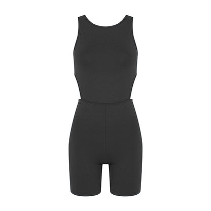 Sleeveless U Back Yoga Bodysuit with Removable Cup Pads for Sports Fitness Highlights Your Peachy