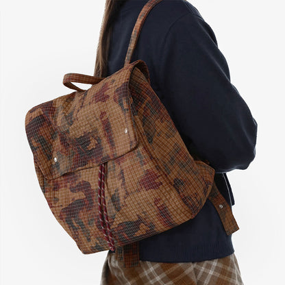 Spring Water Dyed Fabric Backpack High Capacity Shoulder Bag with Unique Design for Students