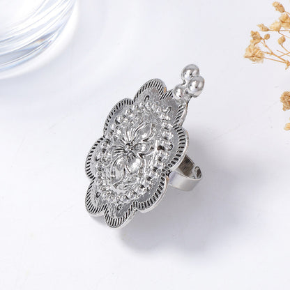 Chic Minimalist Alloy Exaggerated Floral Open Ring for Women - Everyday Versatile Accessory with a Touch of Luxury
