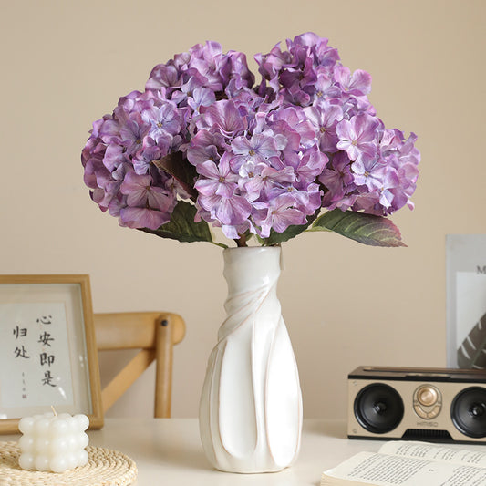 Elegant Oil Painting Style Single Stem Silk Hydrangea Bouquet – High-Quality Artificial Flowers for Home Decor and Wedding Celebrations